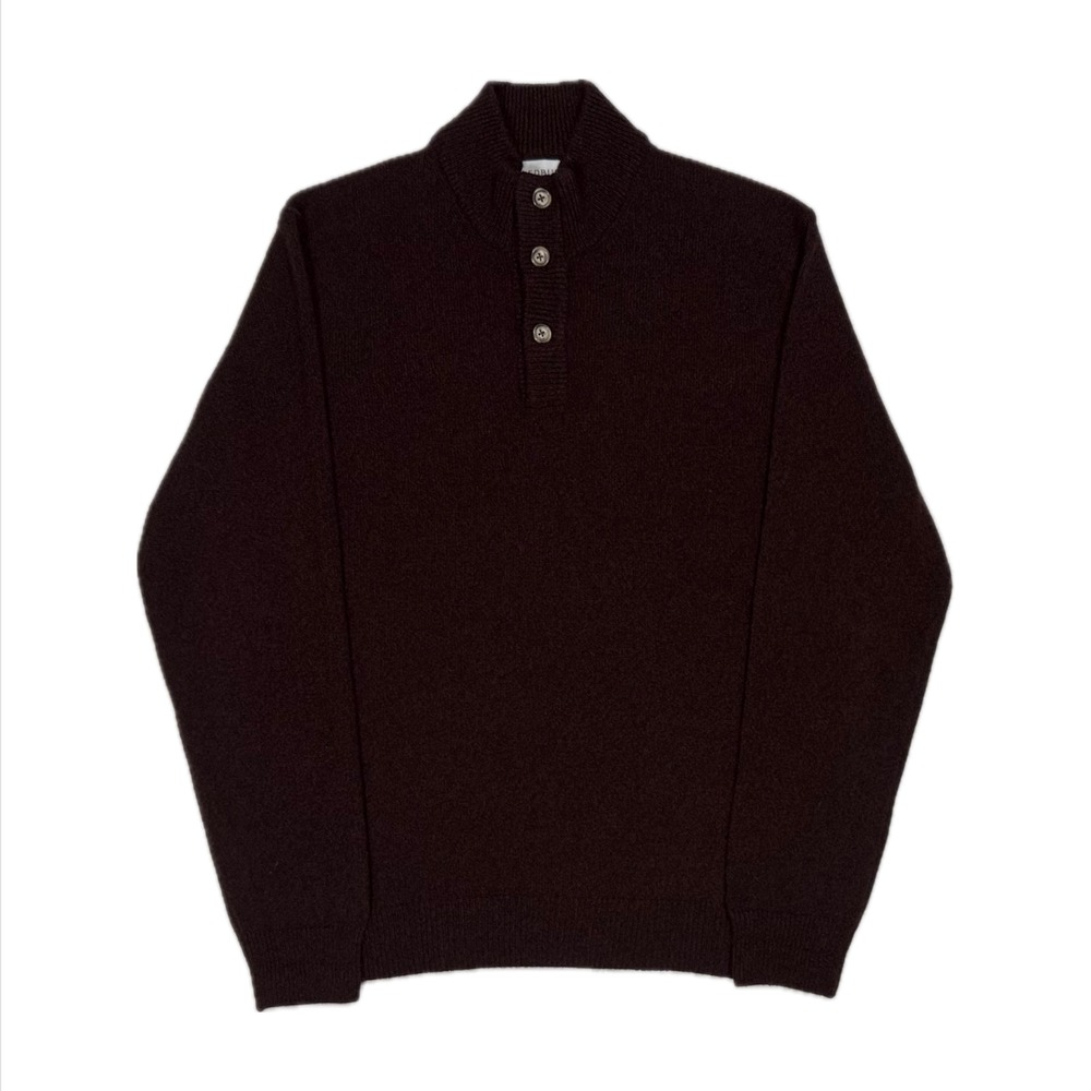 Ledbury Made in Italy fine merino wool burgundy red knit Henley sweater mens XL